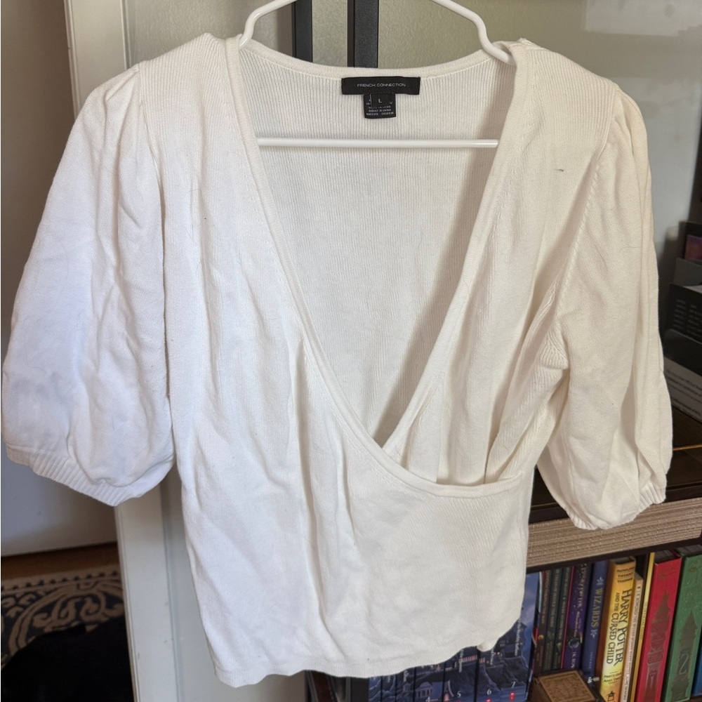 French Connection Cream Wrap Blouse